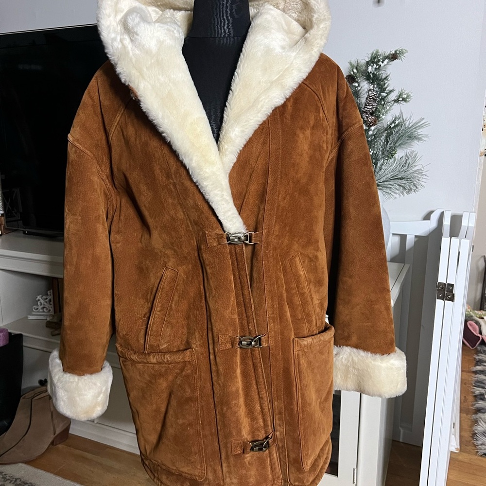 Vintage Suede & Faux Shearling Coat